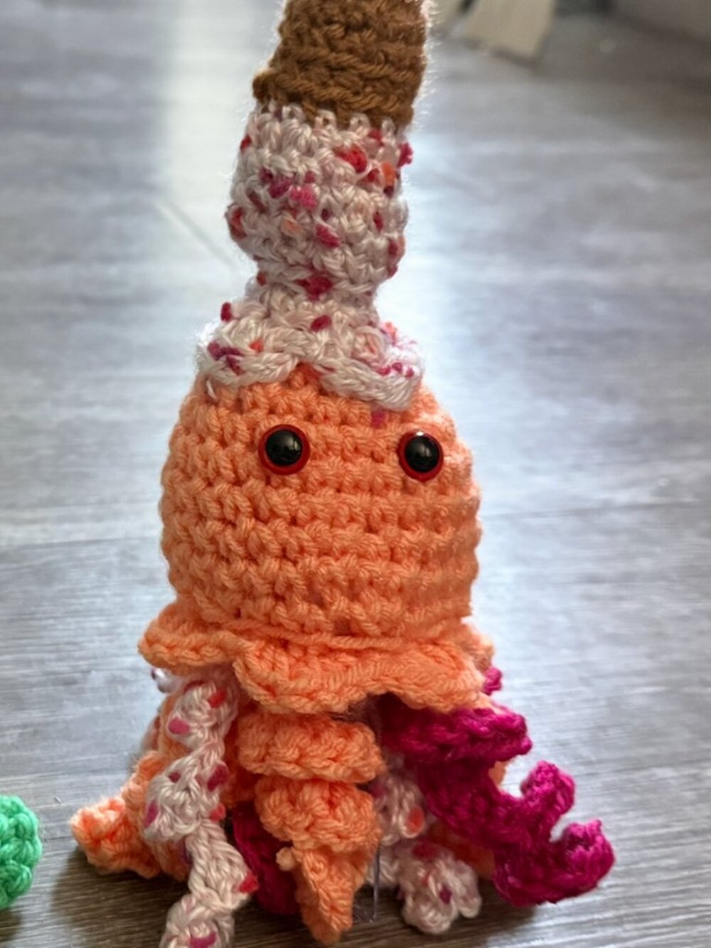 Crochet Jellyfish Strawberry Sprinkle Ice Cream Plush – Handmade Amigurumi